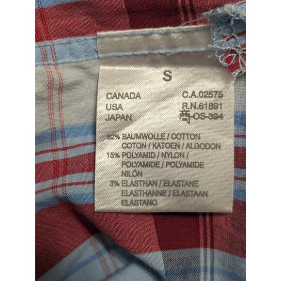 Escada Sport Shirt Button Up Women Red White Blue Plaid Small Top Blouse - Picture 5 of 10